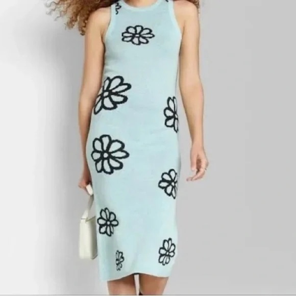 wild fable Dresses & Skirts - Wild Fable Blue Sheath Midi Dress Sleeveless Halter